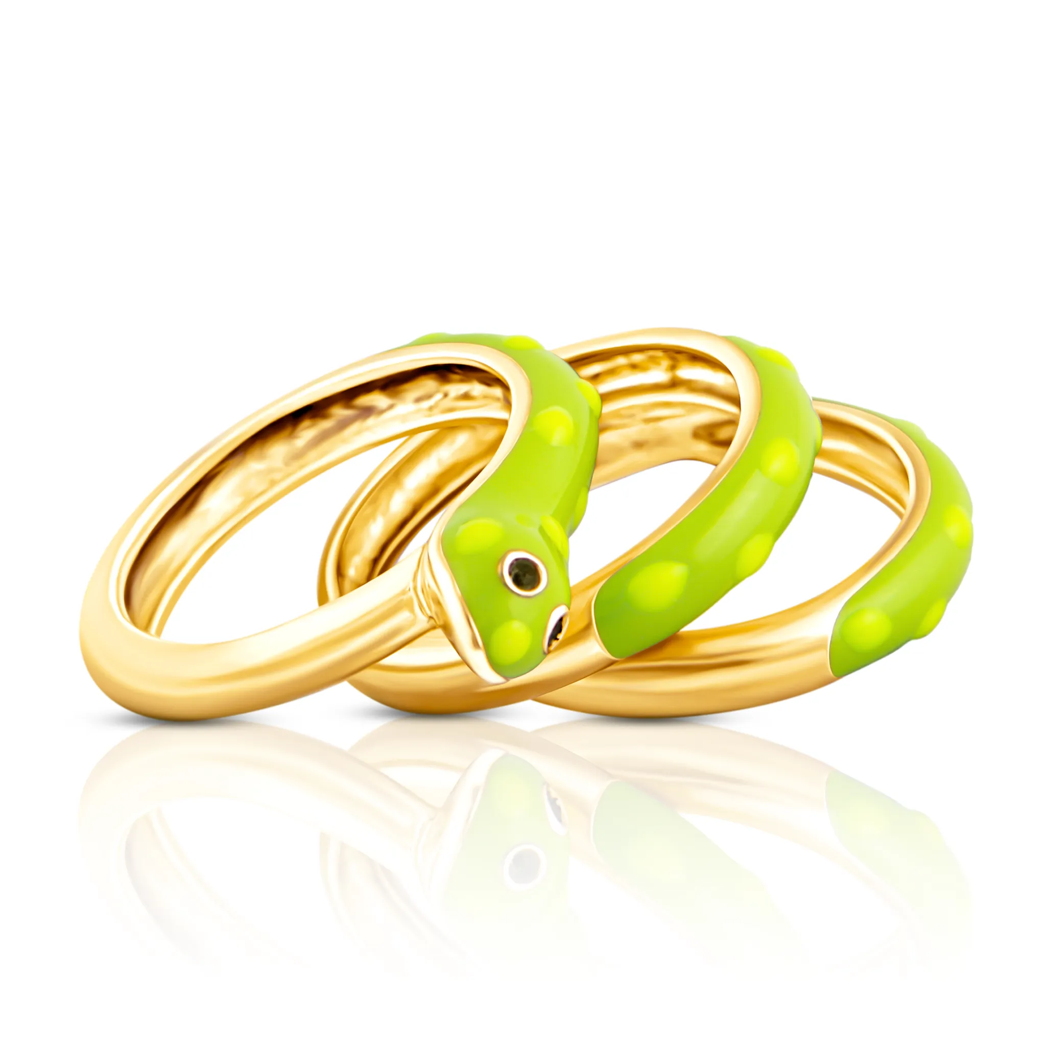 18K Gold-Plated Enamel Silvio Snake Ring