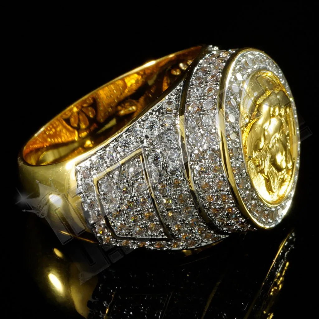 18K Gold Plated Iced Medusa Ring