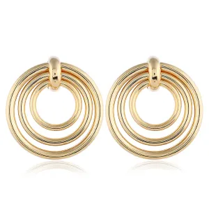 18K Gold-Plated Layered-Rings Drop Earrings