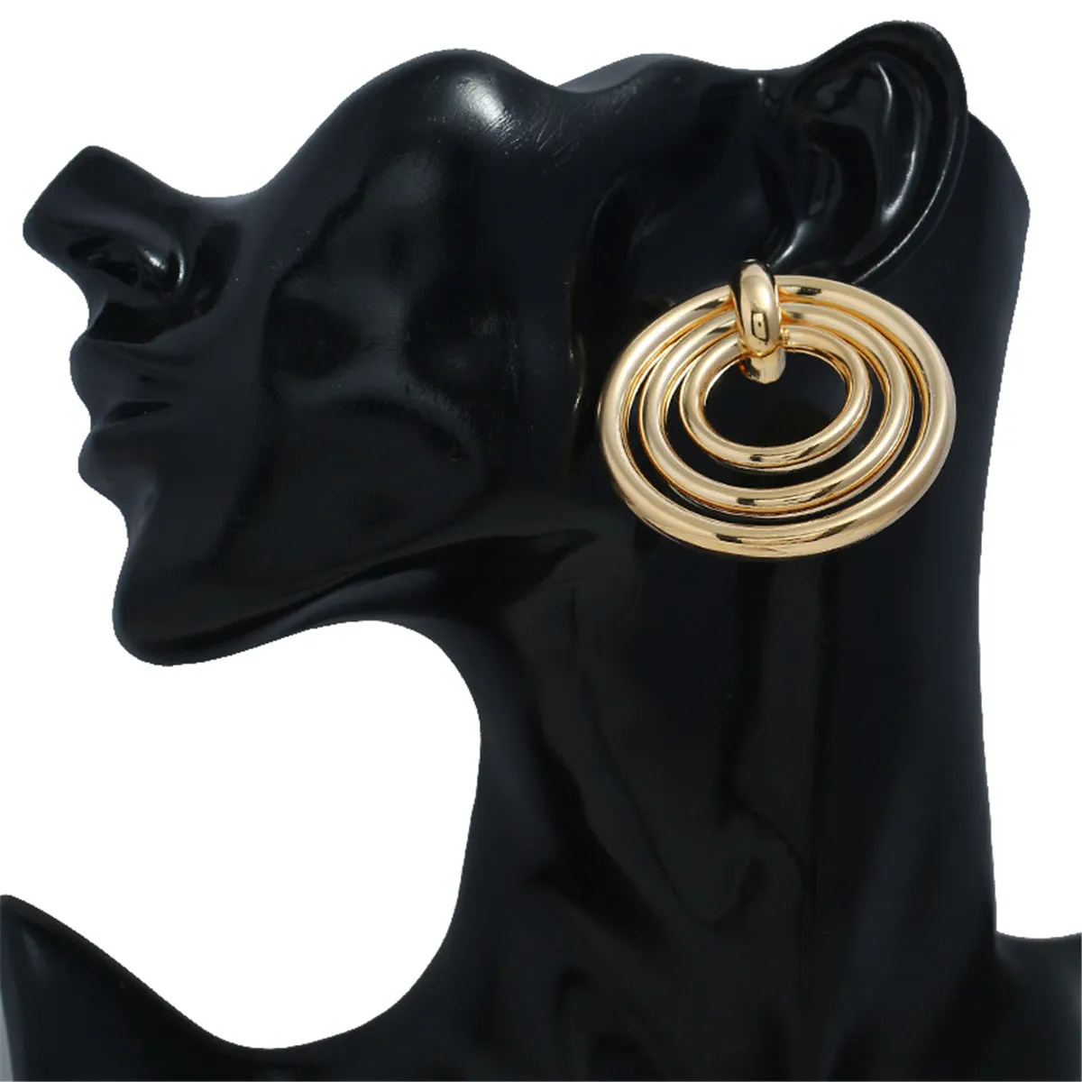 18K Gold-Plated Layered-Rings Drop Earrings