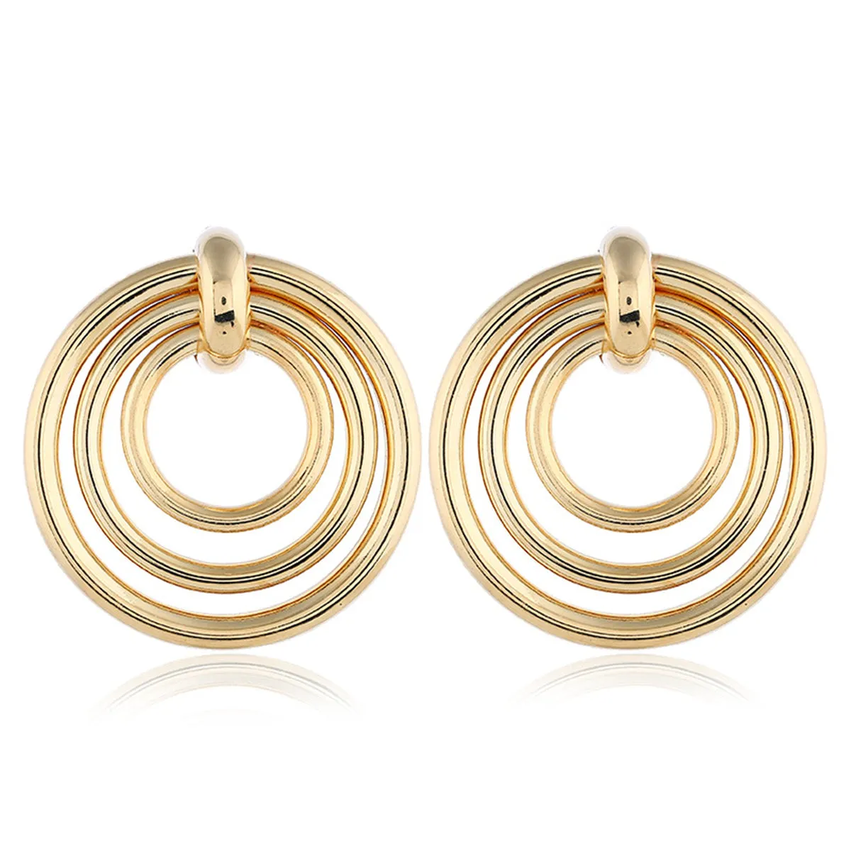 18K Gold-Plated Layered-Rings Drop Earrings