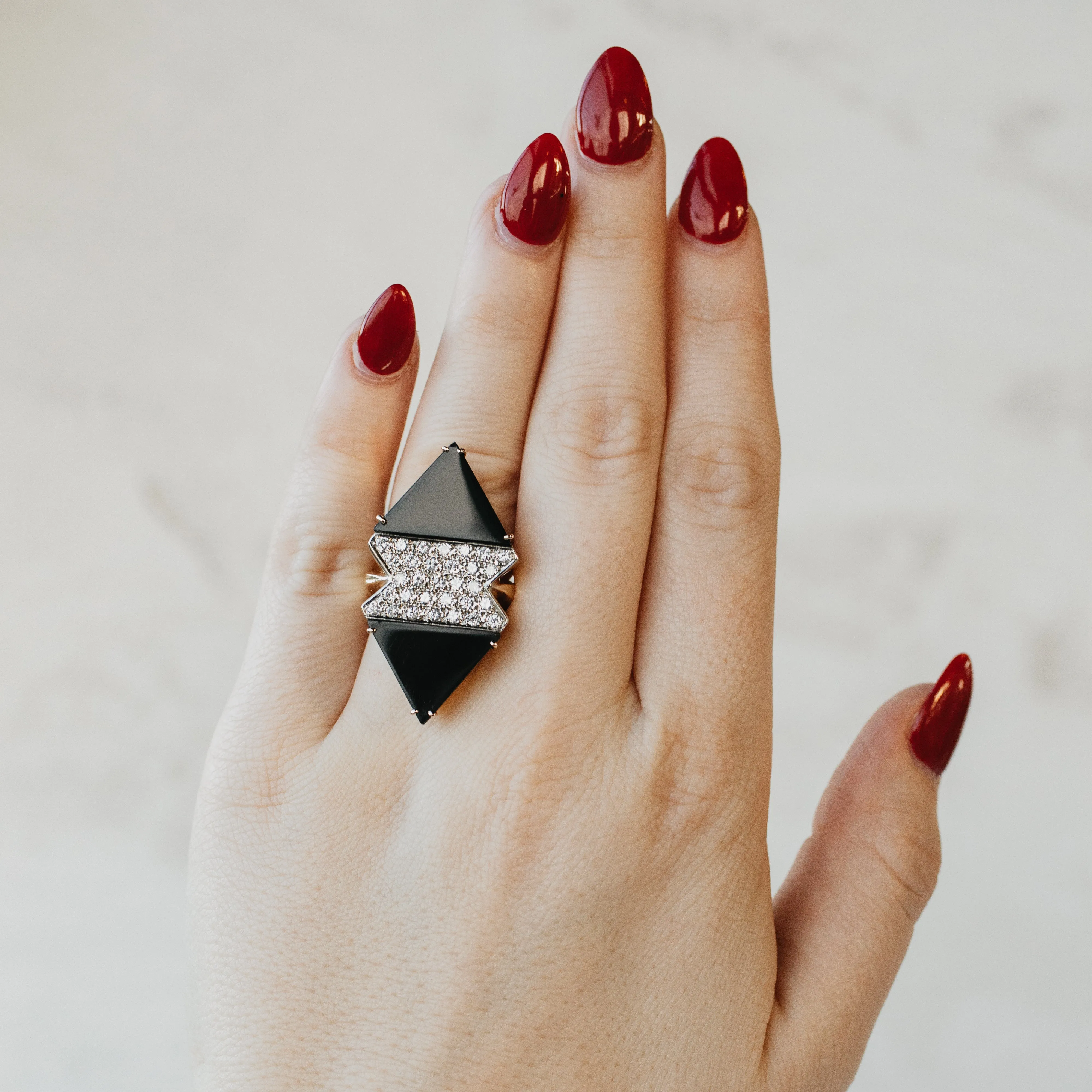 18K Onyx and Diamond Cocktail Ring