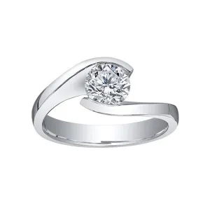 18K Palladium White Gold Maple Leaf (0.30ct) Canadian Diamond Timeless Classic Solitaire Engagement Ring