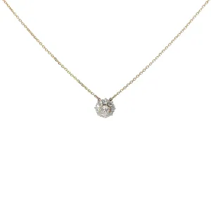 18k Yellow Gold 1.50ct F VS2 Round Vintage Old Mine Cut Solitaire Necklace