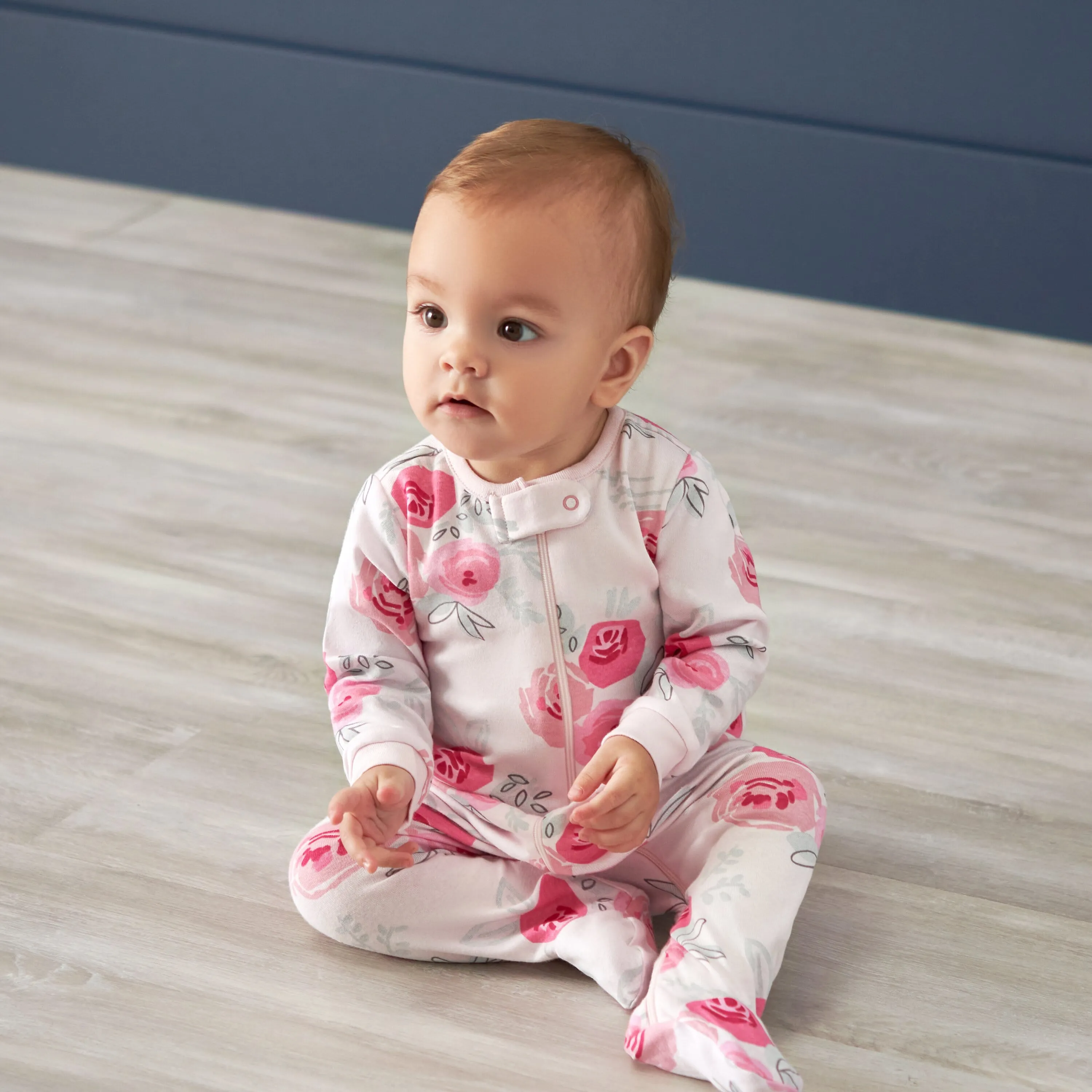 2-Pack Baby Girls Comfy Stretch Roses & Bunnies Sleep 'N Plays