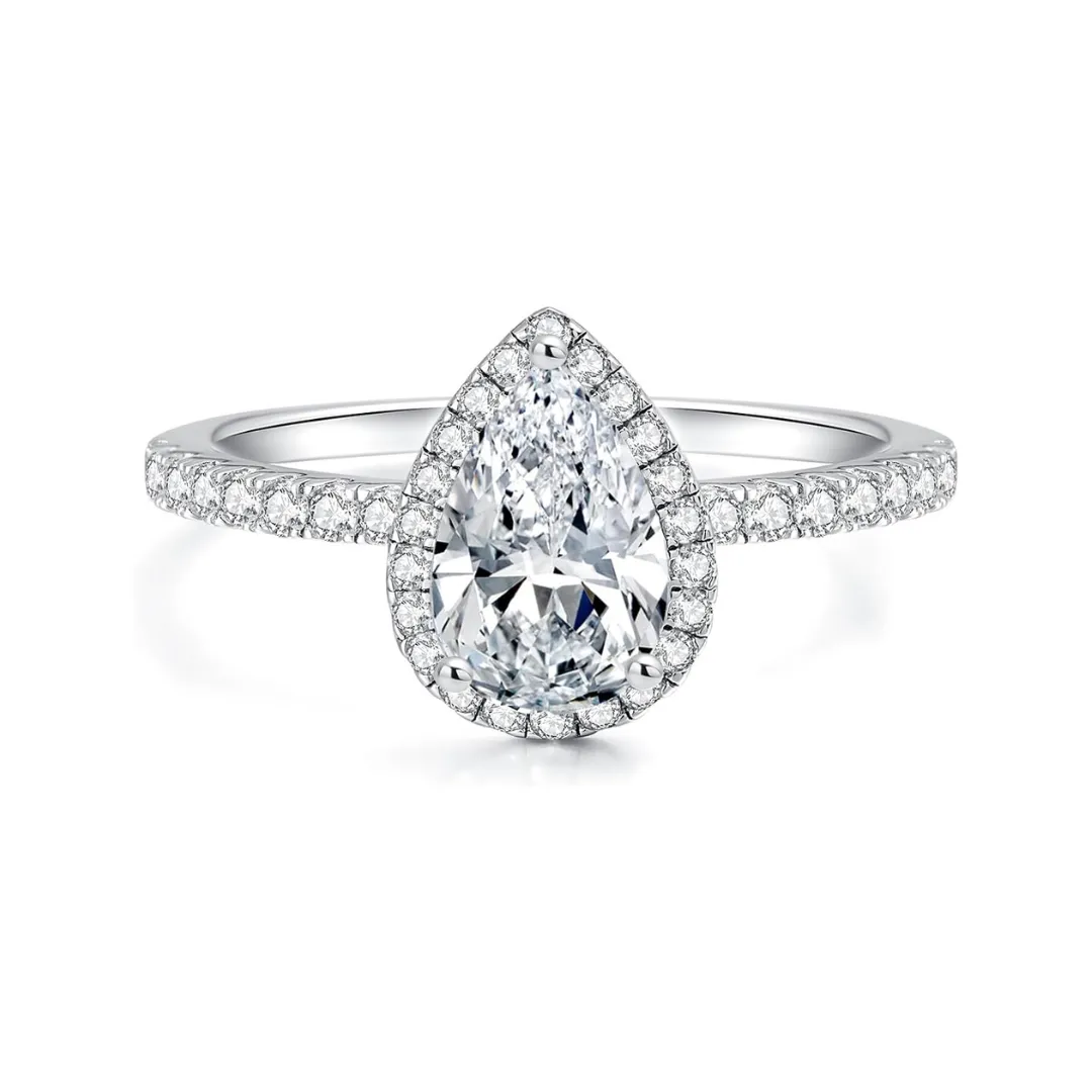 2.0 Ct Pear Cut Diamond with Halo Ring