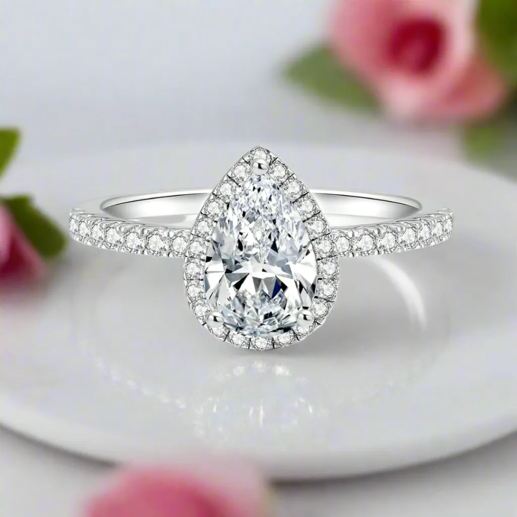2.0 Ct Pear Cut Diamond with Halo Ring