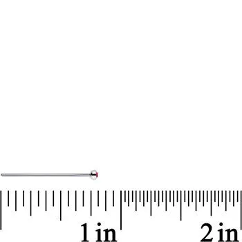20 Gauge 3/4 Red CZ Steel Straight Fishtail Nose Ring 2mm