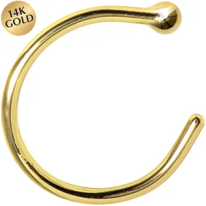 20 Gauge 3/8 Solid 14KT Yellow Gold Nose Hoop