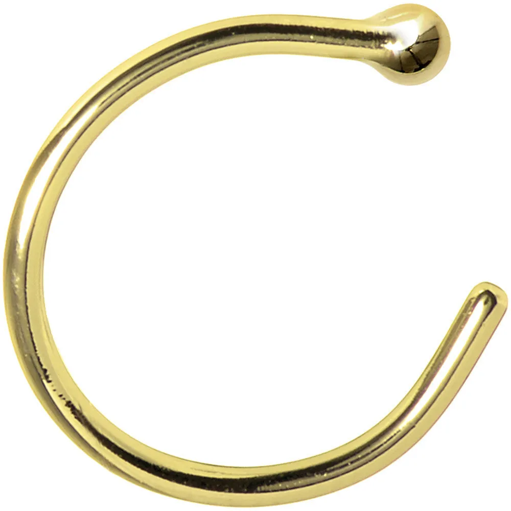20 Gauge 3/8 Solid 14KT Yellow Gold Nose Hoop