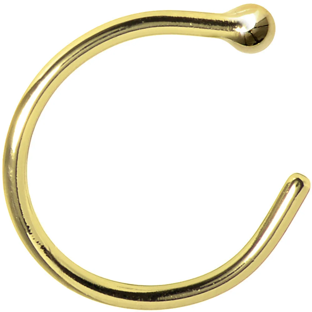 20 Gauge 3/8 Solid 18KT Yellow Gold Nose Hoop