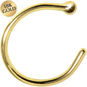 20 Gauge 3/8 Solid 18KT Yellow Gold Nose Hoop
