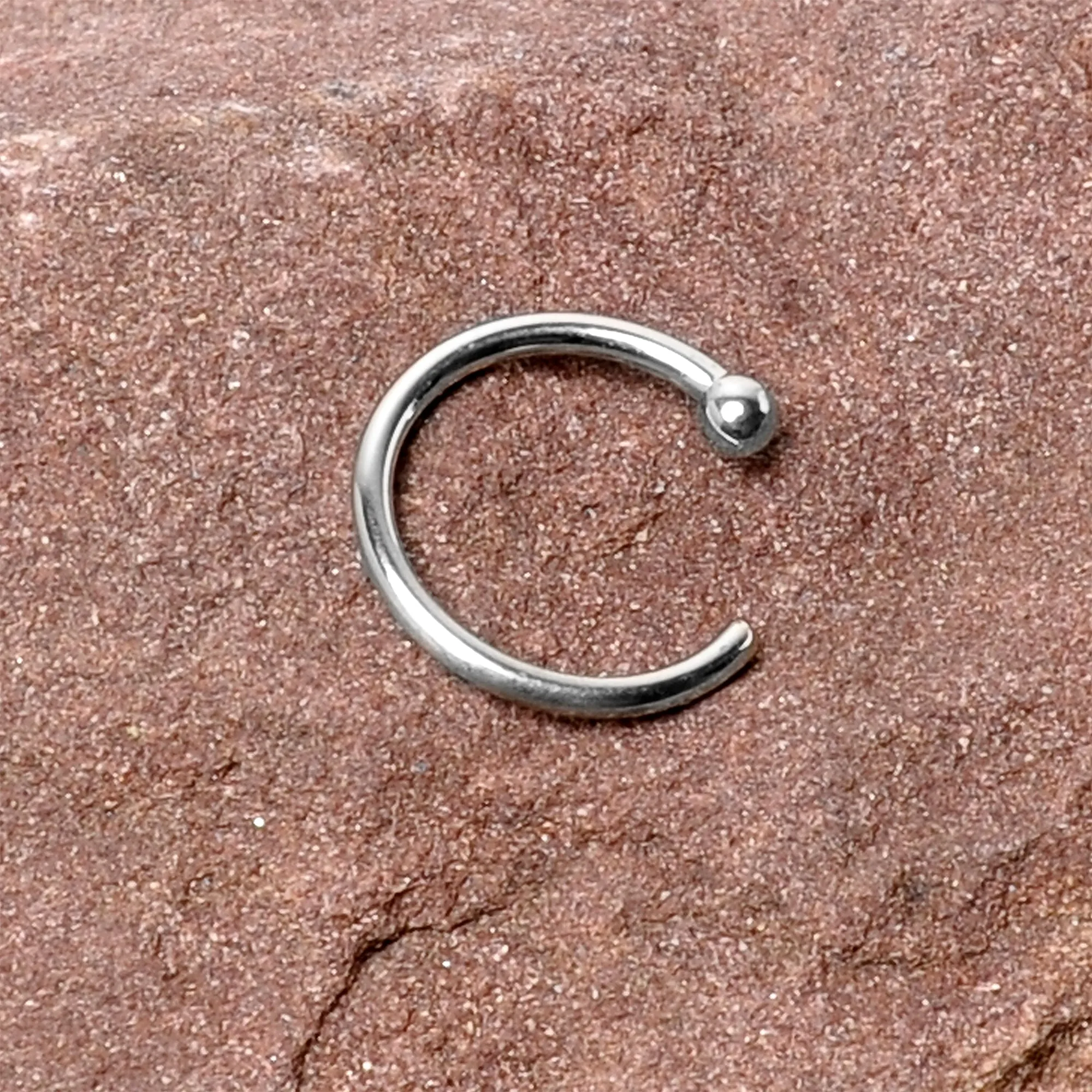 20 Gauge 5/16 Solid 14KT White Gold Nose Hoop