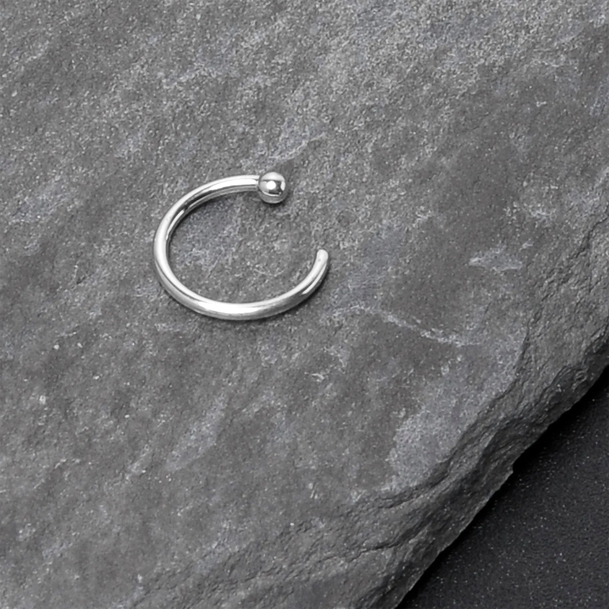 20 Gauge 5/16 Solid 14KT White Gold Nose Hoop