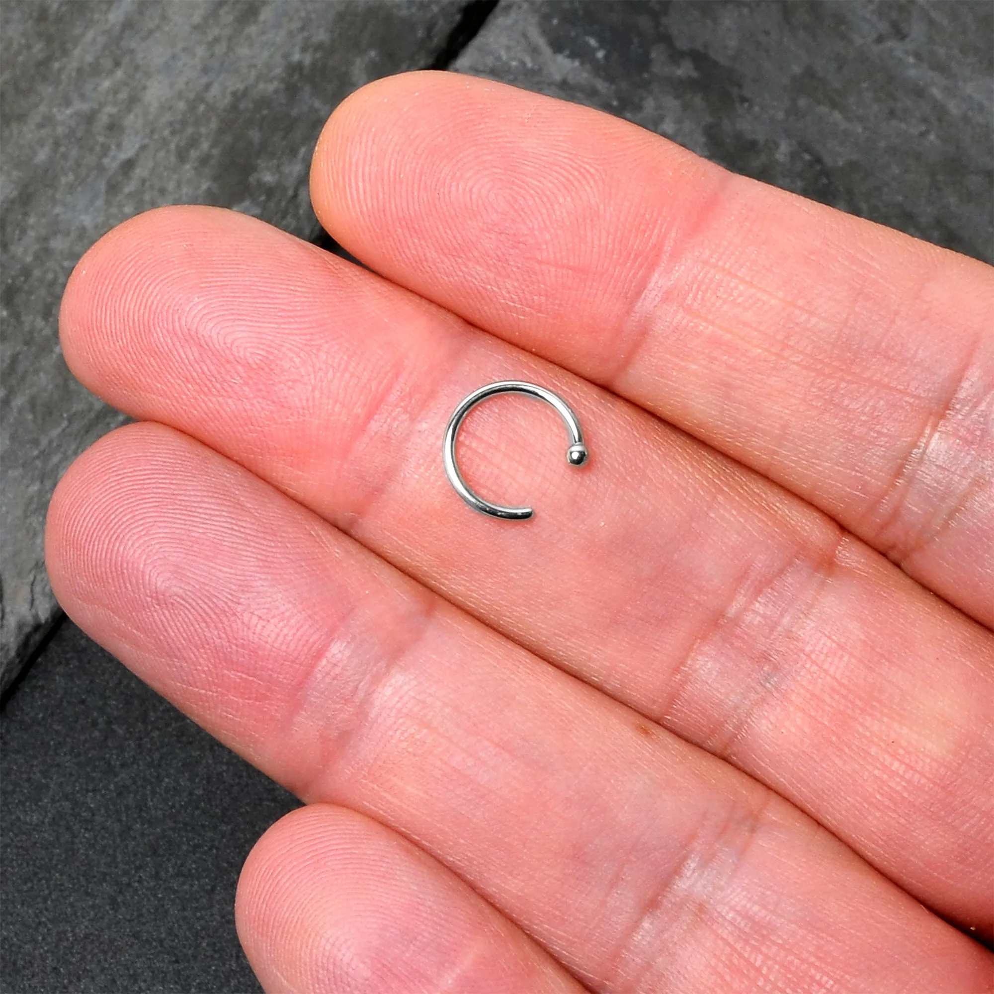 20 Gauge 5/16 Solid 14KT White Gold Nose Hoop