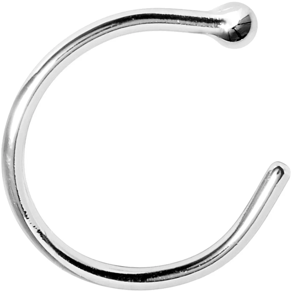 20 Gauge 5/16 Solid 14KT White Gold Nose Hoop