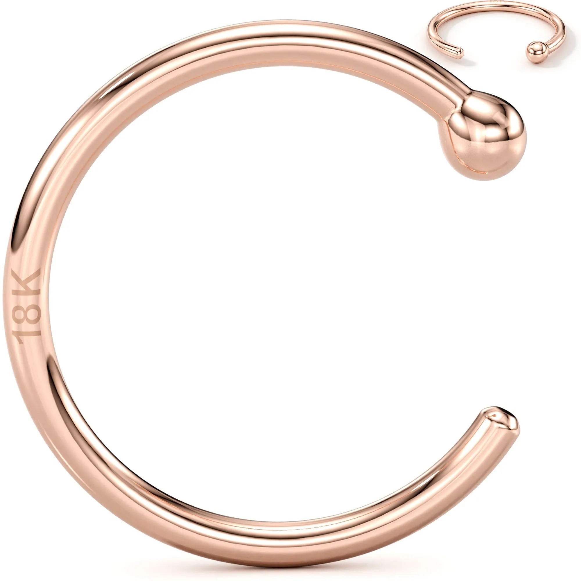 20 Gauge 5/16 Solid 18KT Rose Gold Nose Hoop