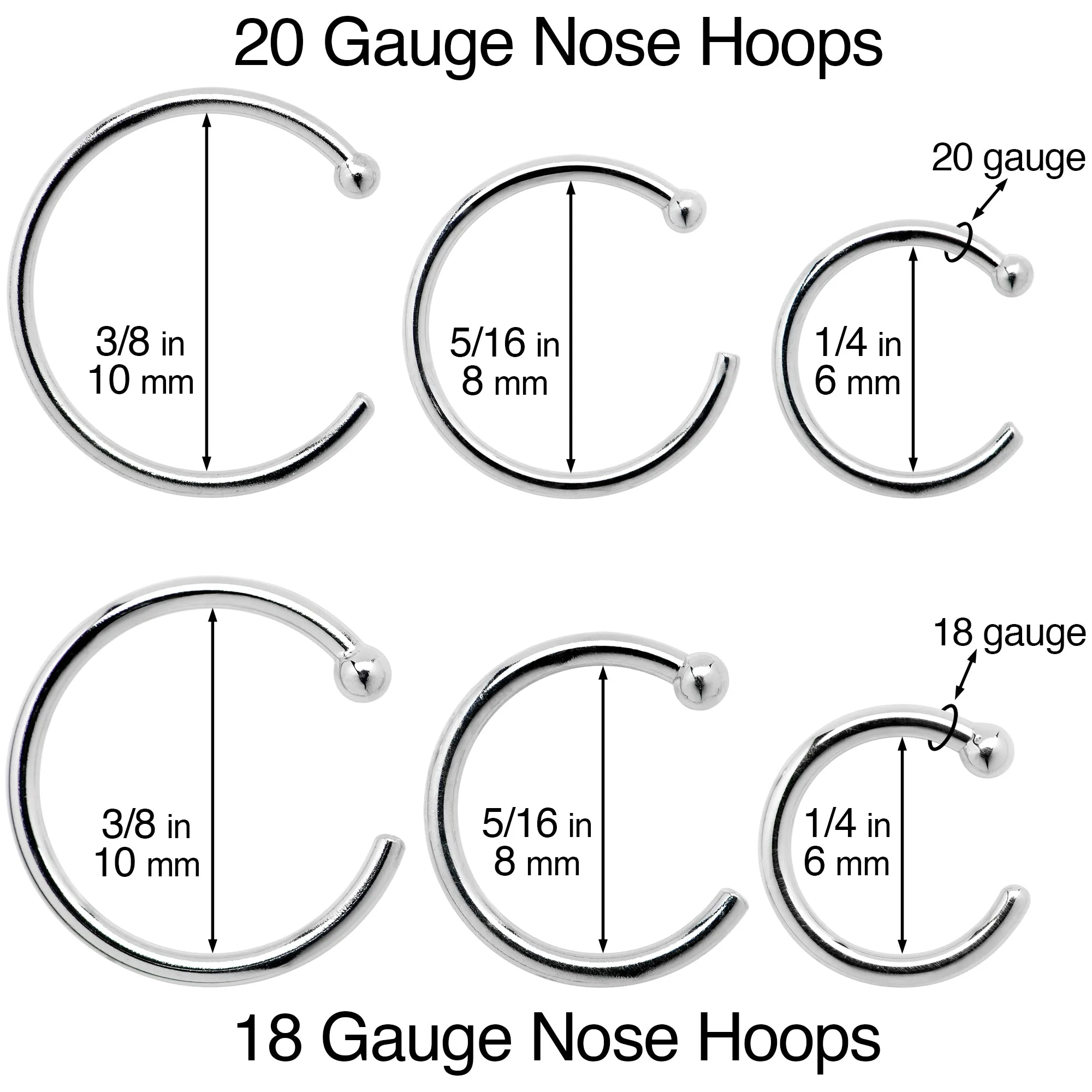 20 Gauge 5/16 Solid 18KT Rose Gold Nose Hoop