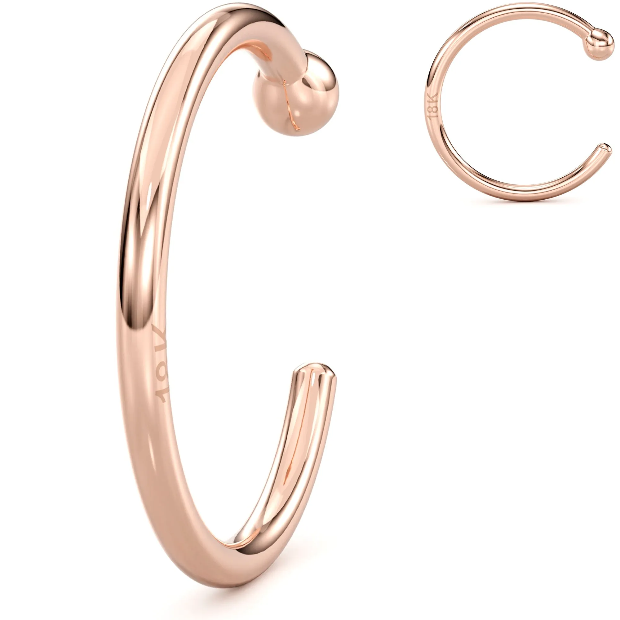 20 Gauge 5/16 Solid 18KT Rose Gold Nose Hoop