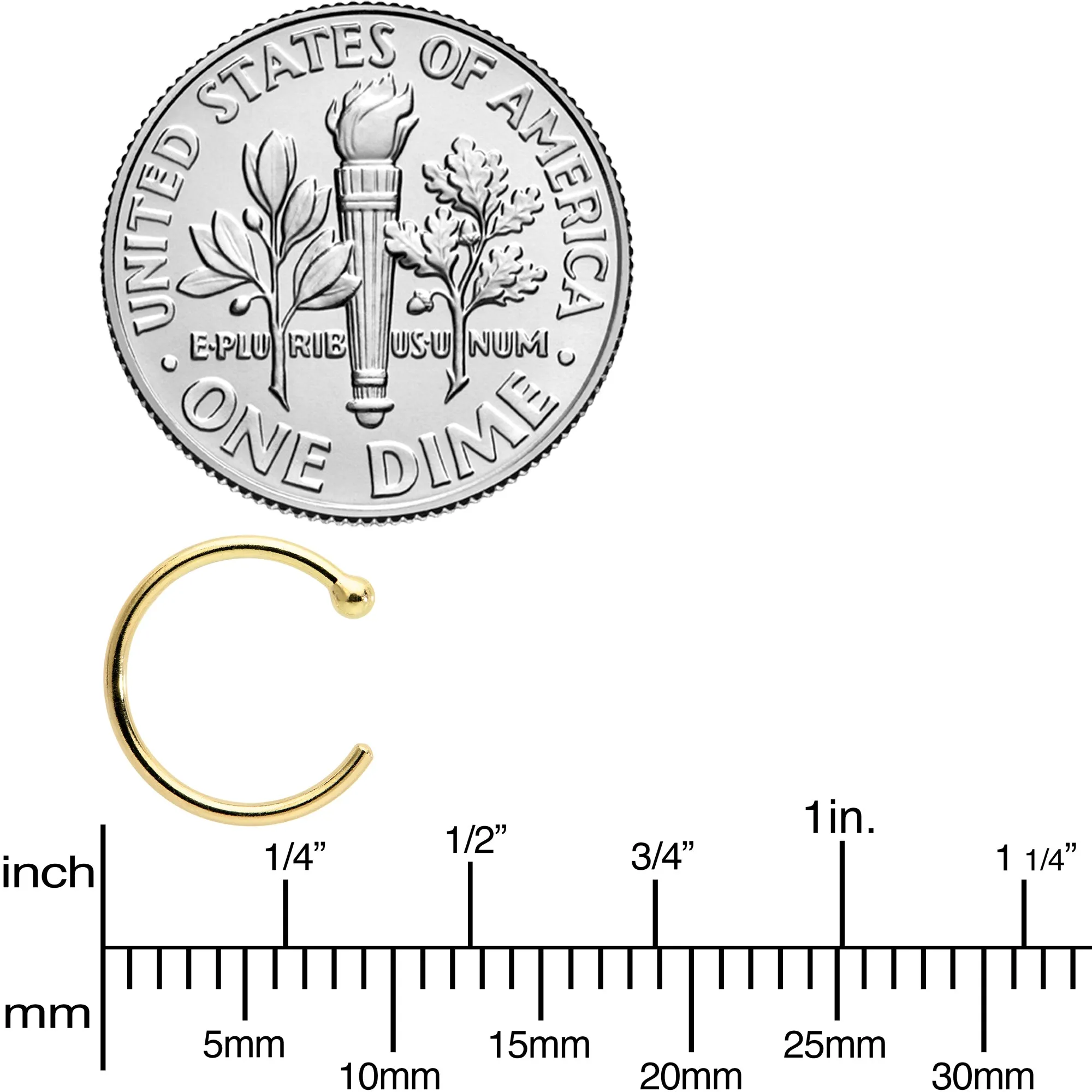 20 Gauge 5/16 Solid 18KT Yellow Gold Nose Hoop