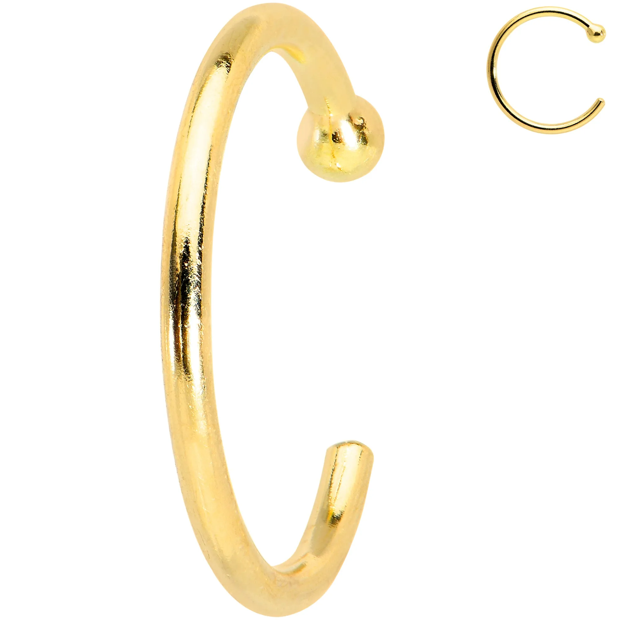 20 Gauge 5/16 Solid 18KT Yellow Gold Nose Hoop