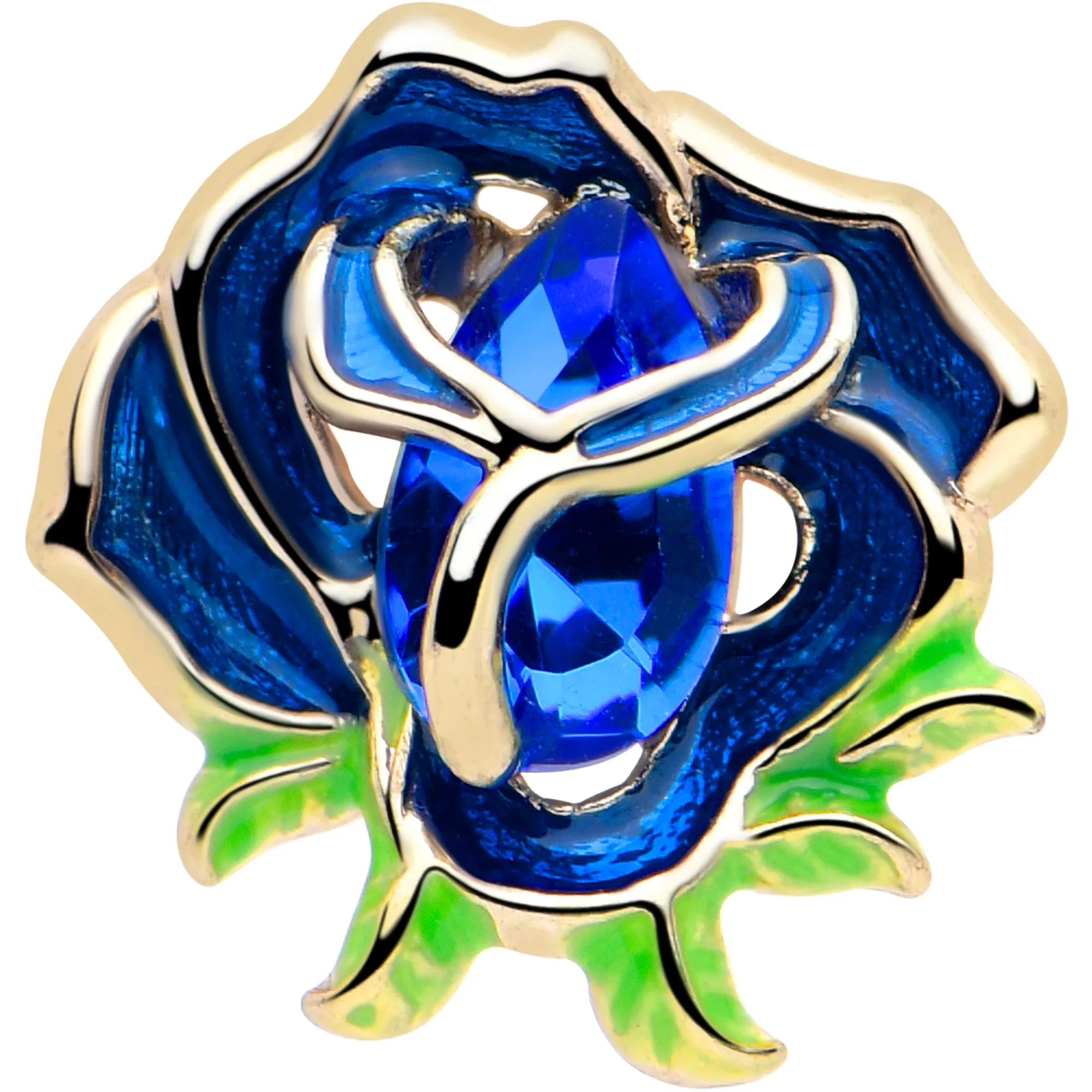 20 Gauge 7mm Deep Blue Flower L Shape Nose Ring