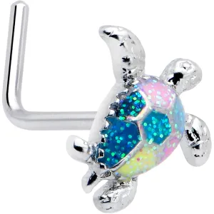20 Gauge 7mm Glitter Turtle L Shape Nose Ring