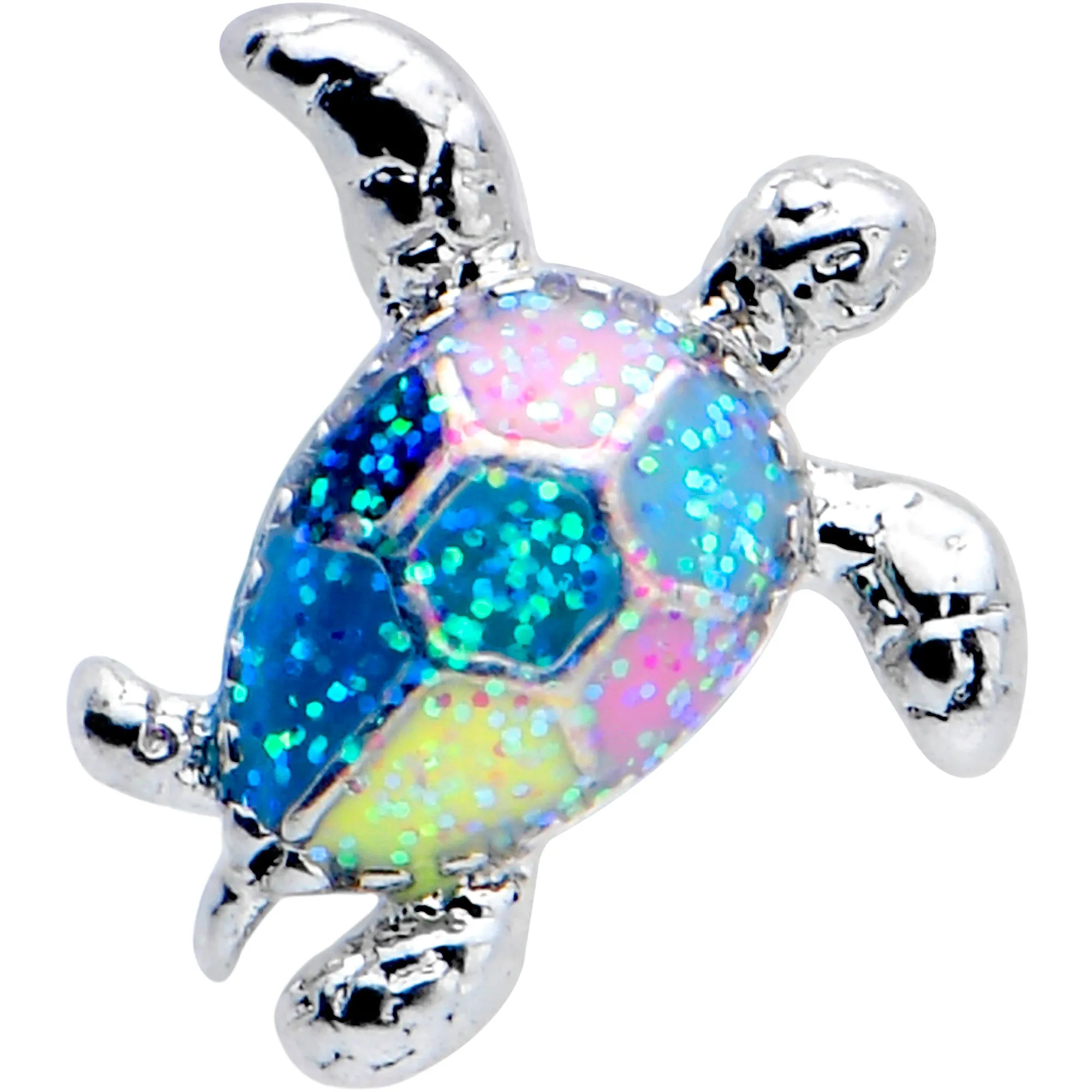 20 Gauge 7mm Glitter Turtle L Shape Nose Ring