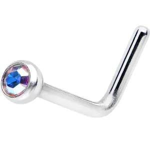 20 Gauge Aurora L-Shaped Nose Ring Created with Crystals
