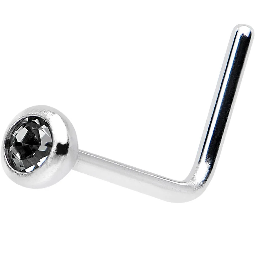 20 Gauge Black L-Shaped Nose Ring Created with Crystals