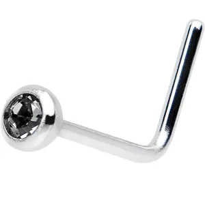 20 Gauge Black L-Shaped Nose Ring Created with Crystals