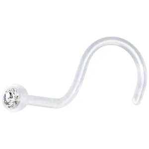 20 Gauge Clear 2mm Gem Bioplast Nose Ring