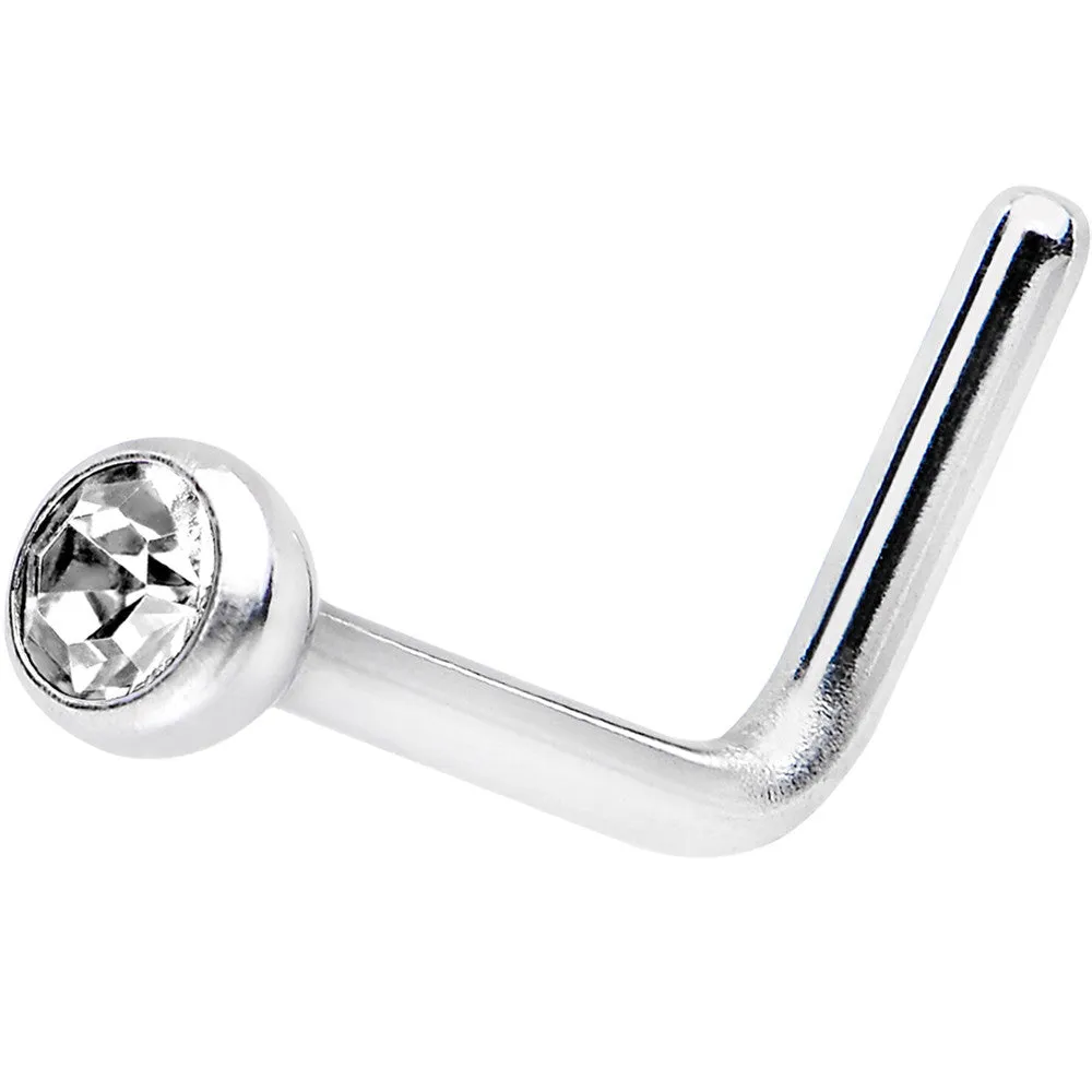 20 Gauge Crystal L-Shaped Nose Ring Created with Crystals