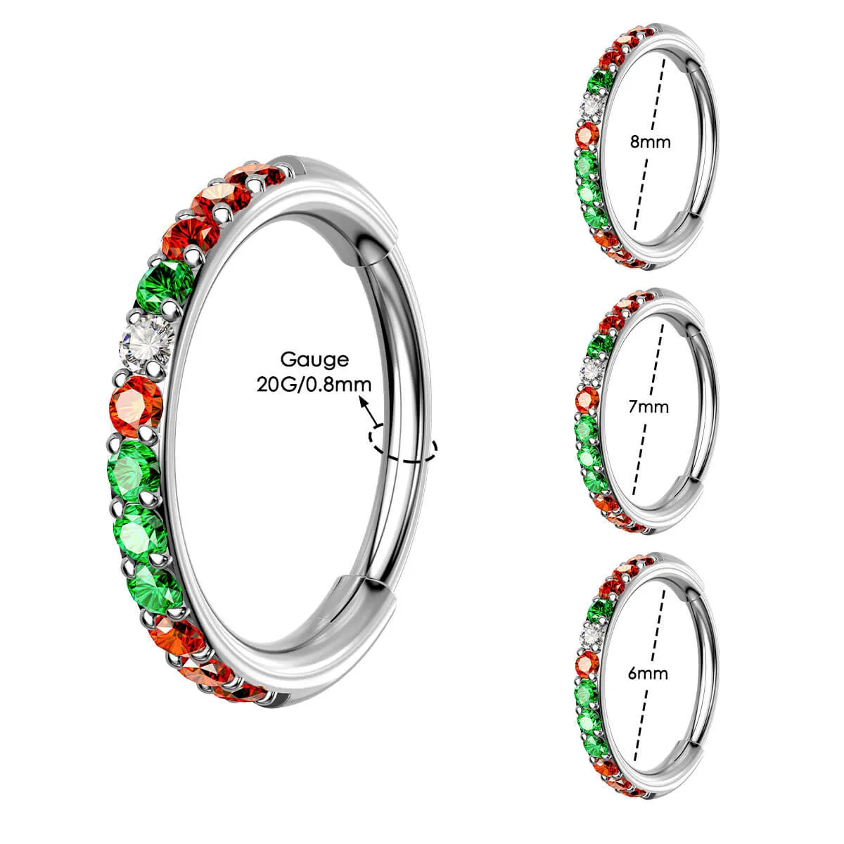 20G Christmas Color Combo Nose Hoop