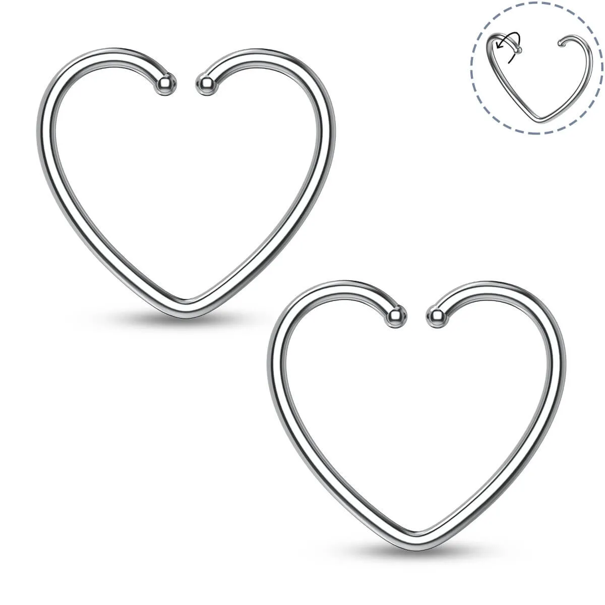 20G Titanium Heart Seamless Nose Ring