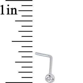 22 Gauge Clear Gem Stainless Steel L-Shaped Nose Ring 1/4