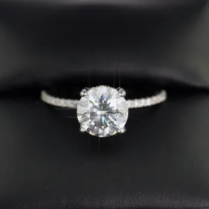 2.29 CTW Moissanite Round Hidden Halo Engagement Ring