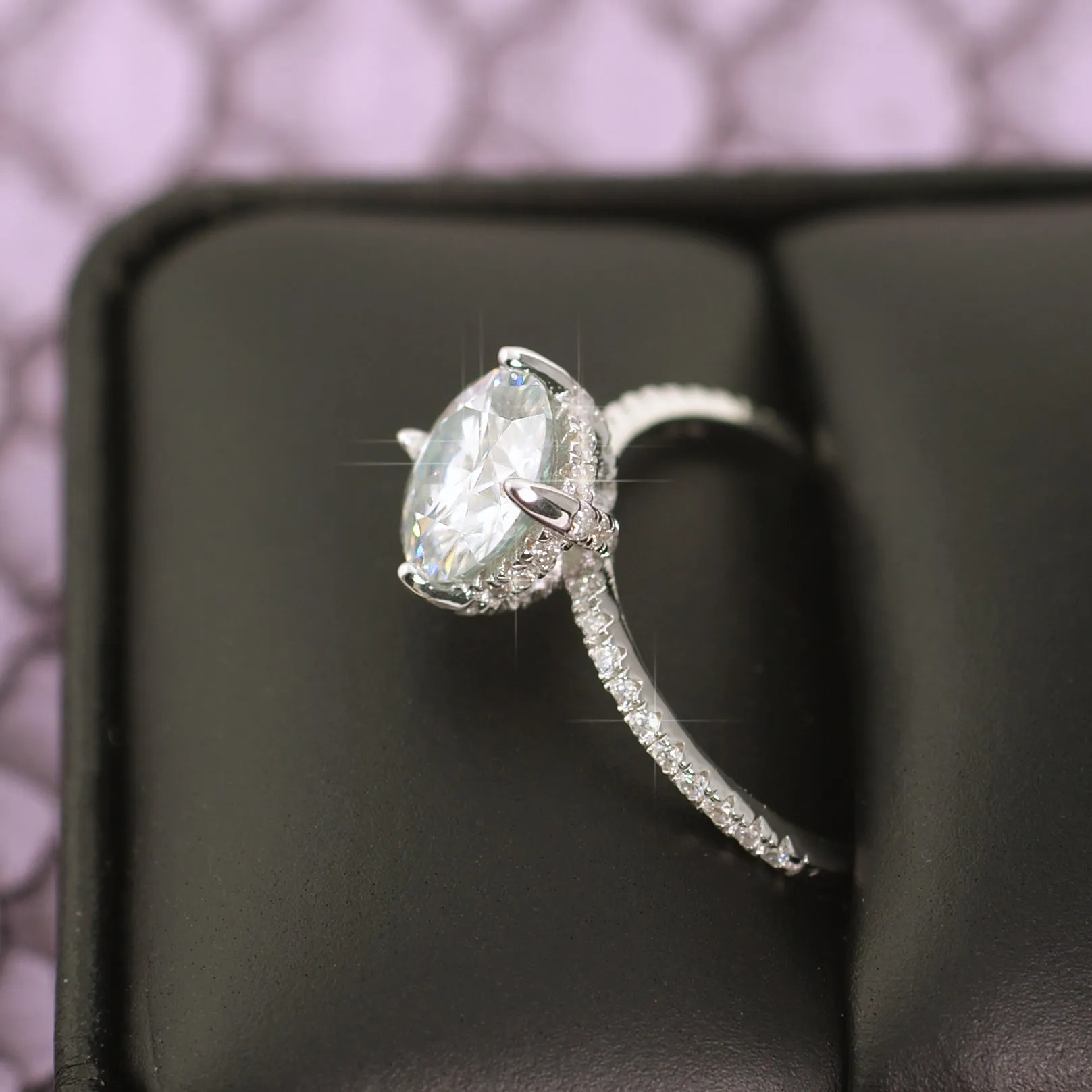 2.29 CTW Moissanite Round Hidden Halo Engagement Ring