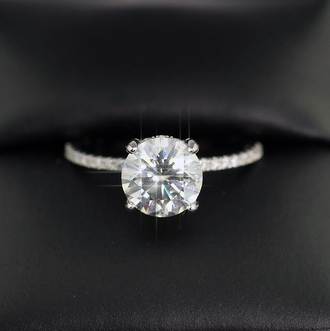 2.29 CTW Moissanite Round Hidden Halo Engagement Ring