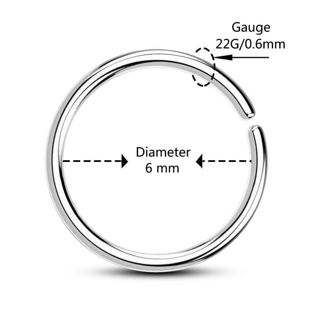 22G Simple Seamless Nose Hoop Cartilage Rings
