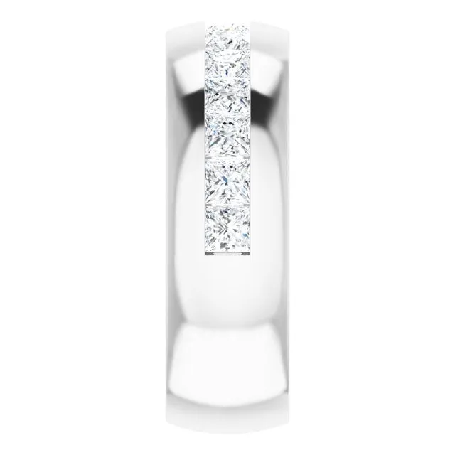 2.5 ctw Channel Set Princess Cut Diamond Men's Ring Half Eternity