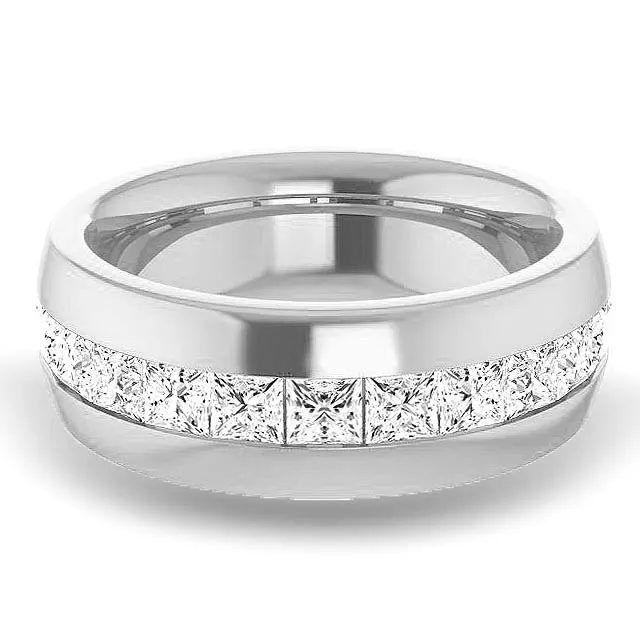 2.5 ctw Channel Set Princess Cut Diamond Men's Ring Half Eternity