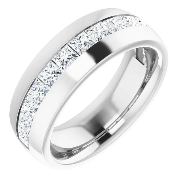 2.5 ctw Channel Set Princess Cut Diamond Men's Ring Half Eternity