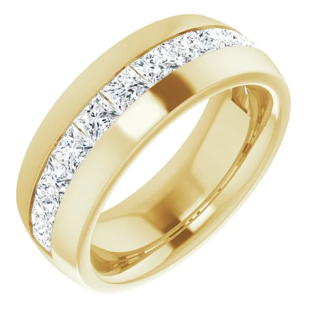 2.5 ctw Channel Set Princess Cut Diamond Men's Ring Half Eternity