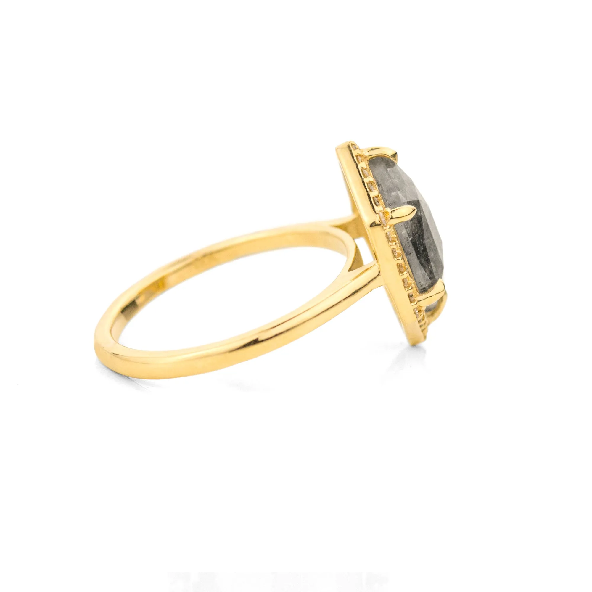 2.6ct. Hexagon Salt and Pepper Diamond Ring