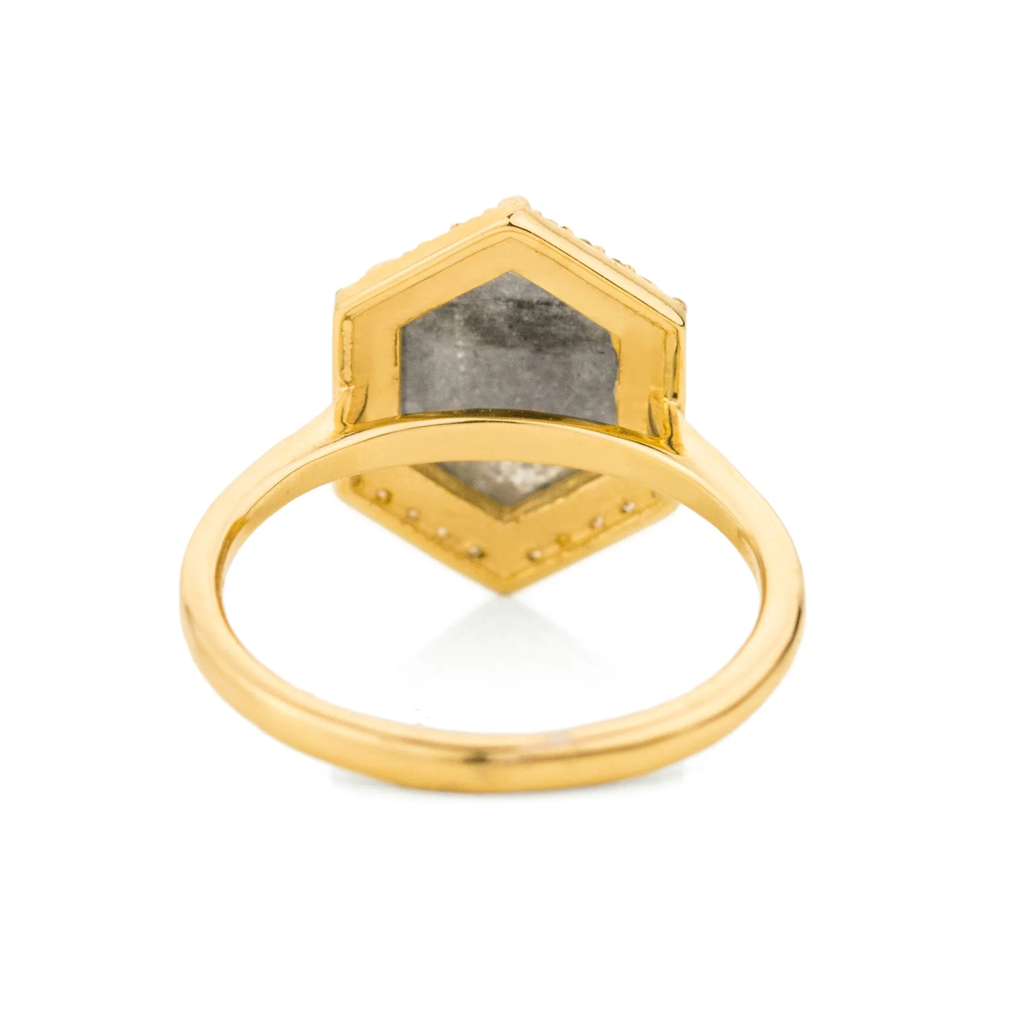 2.6ct. Hexagon Salt and Pepper Diamond Ring