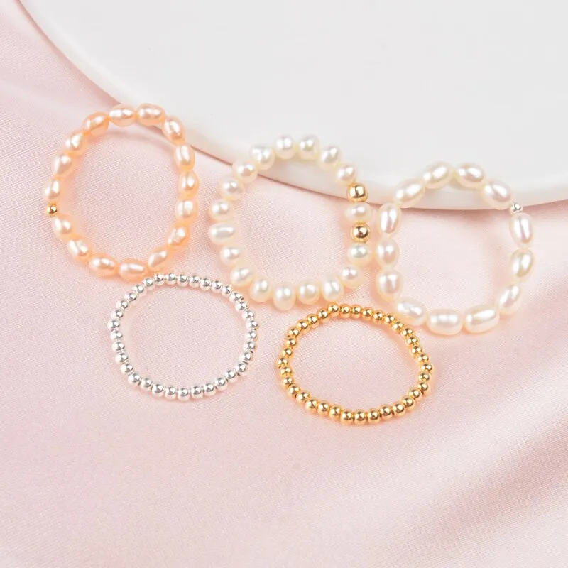 3-4mm Mini Small Natural Freshwater Pearl Rings for Women Real 925 Sterling Silver Jewelry