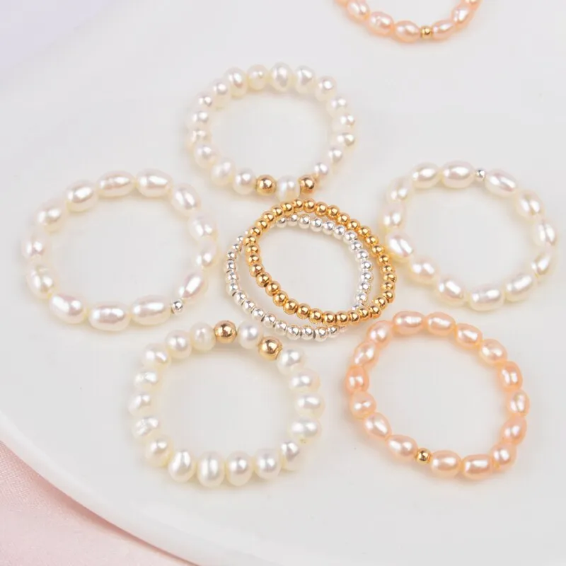 3-4mm Mini Small Natural Freshwater Pearl Rings for Women Real 925 Sterling Silver Jewelry