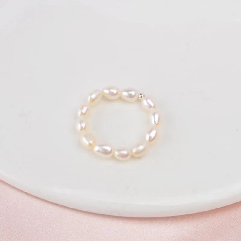 3-4mm Mini Small Natural Freshwater Pearl Rings for Women Real 925 Sterling Silver Jewelry