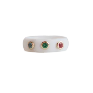 3 Stone Silicone Band - White
